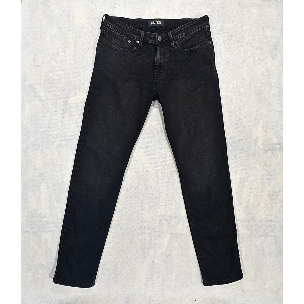 DU/ER L2X Slim Fit Jeans Mens 33 x 31 Black Stretch Denim Mid Rise Slim Straight